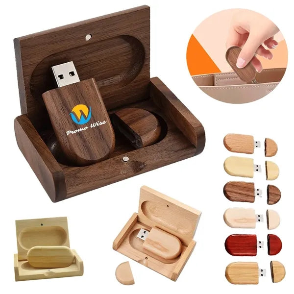 8G Fast Transfer Wooden Oval  USB Flash Drive with Box