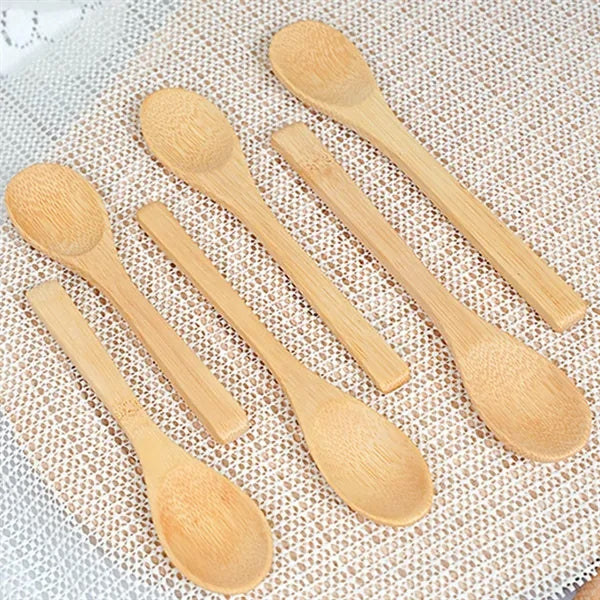 Long Handle Bamboo Soup Spoons For Mixing Stirring Utensil