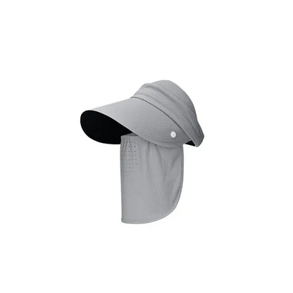 Wide Brim Sun Hat with Removable Face Cover Windproof Rope