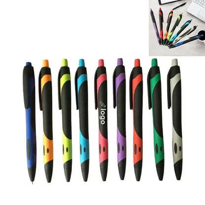 Classic Push Button Colorful Rubber Ballpoint Pen with Clip