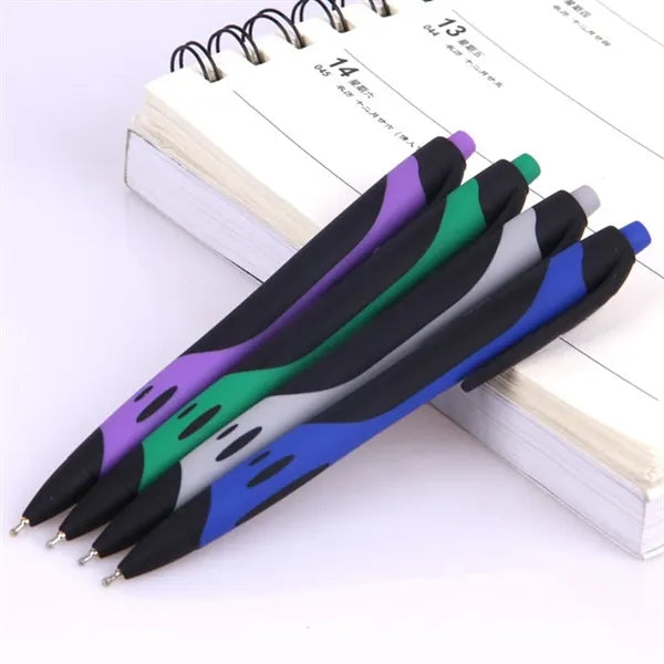 Classic Push Button Colorful Rubber Ballpoint Pen with Clip