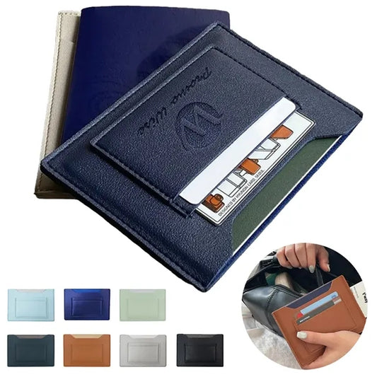 Minimalist PU Leather Korean Passport Wallet Holds 2 Cards