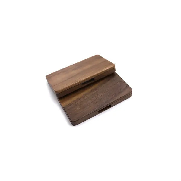 Magnetic Closure Black Walnut Portable Business Card Holder