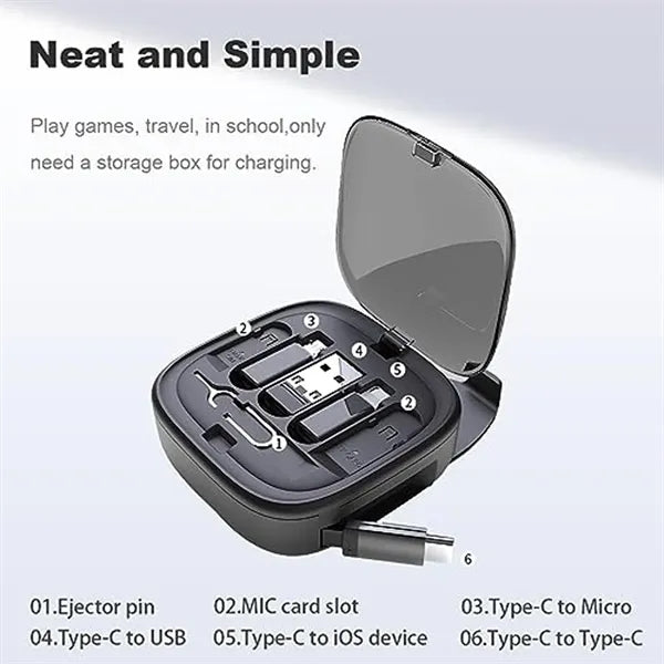 3-in-1 Portable Utility Retractable Charging Cable Box