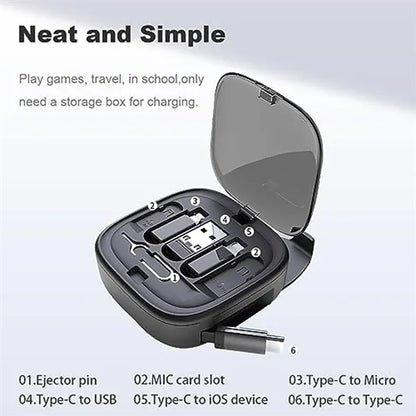 3-in-1 Portable Utility Retractable Charging Cable Box