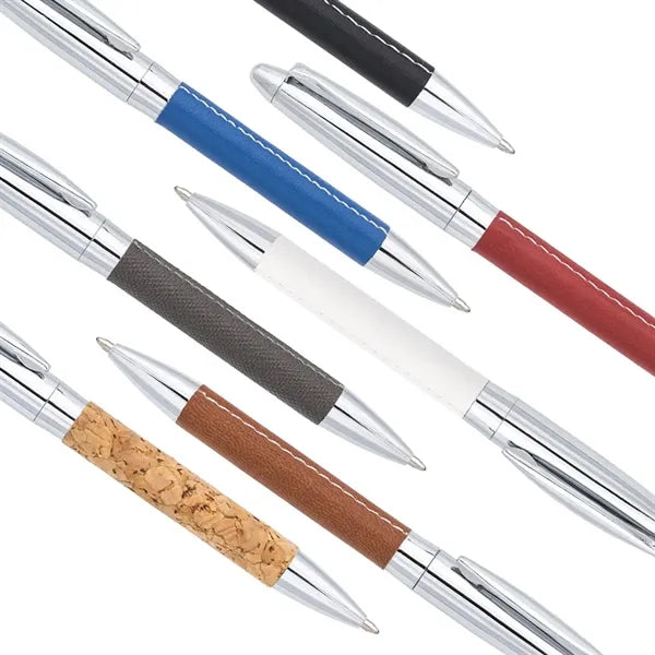 Anti-Slip Fine Point Twist PU Leather Wrapped Ballpoint Pen