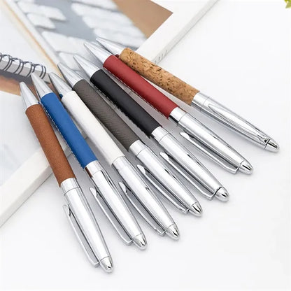 Anti-Slip Fine Point Twist PU Leather Wrapped Ballpoint Pen