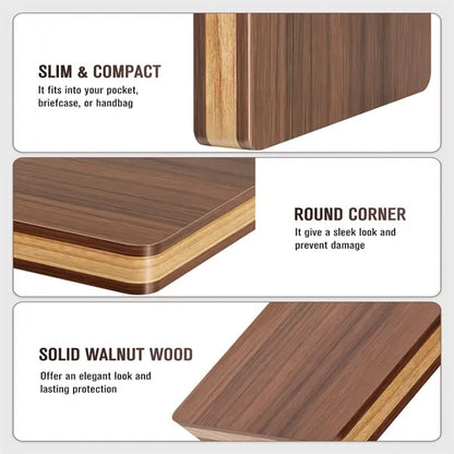 Compact Walnut Wood Magnetic Closure Business Card Holder