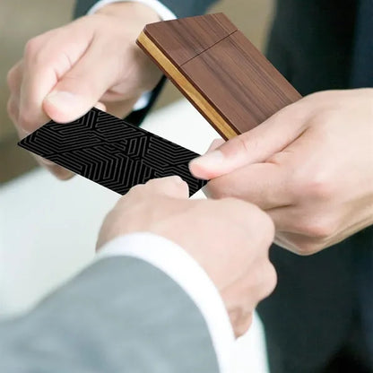 Compact Walnut Wood Magnetic Closure Business Card Holder