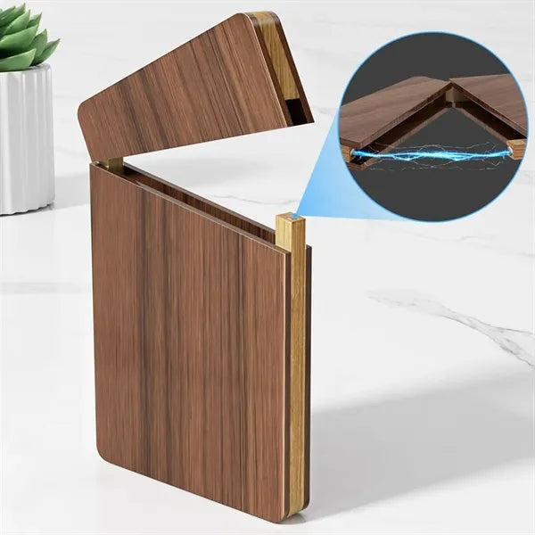 Compact Walnut Wood Magnetic Closure Business Card Holder