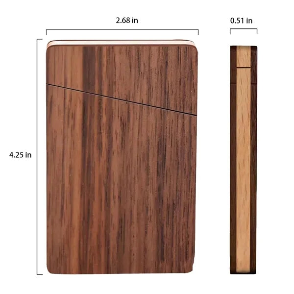Compact Walnut Wood Magnetic Closure Business Card Holder