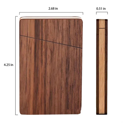 Compact Walnut Wood Magnetic Closure Business Card Holder
