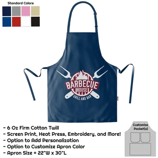 Cotton Twill Bib Apron - 22"W X 30"L
