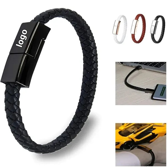 Leather Cord Bracelet Portable Data Cable