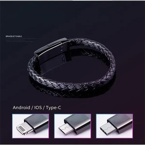 Leather Cord Bracelet Portable Data Cable