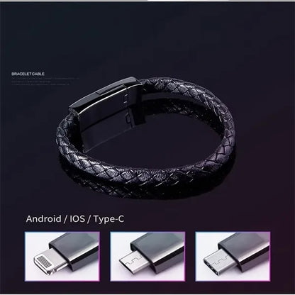 Leather Cord Bracelet Portable Data Cable