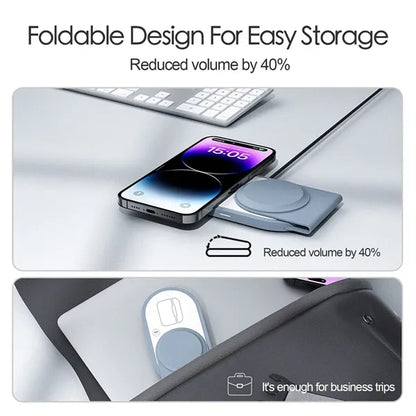 3-in-1 Foldable Magnetic Wireless Charger with LED Light