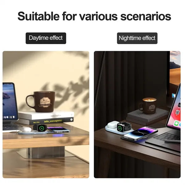 3-in-1 Foldable Magnetic Wireless Charger with LED Light