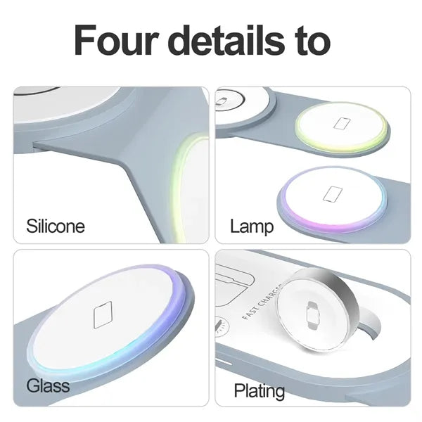 3-in-1 Foldable Magnetic Wireless Charger with LED Light