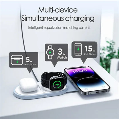 3-in-1 Foldable Magnetic Wireless Charger with LED Light