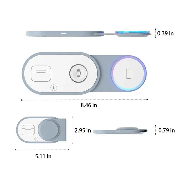3-in-1 Foldable Magnetic Wireless Charger with LED Light