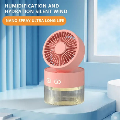 Adjustable Portable Mini Desktop 3-Speed Fan with Mist Spray