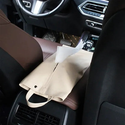 PU Leather Removable Spacious Durable Car Tissue Bags