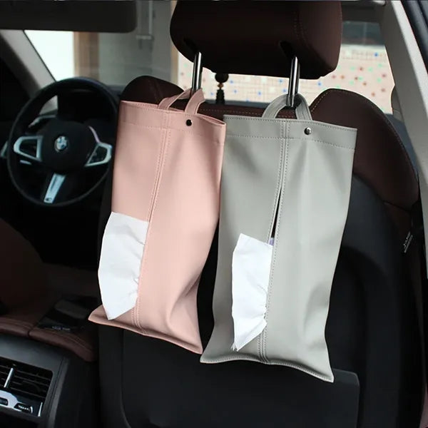 PU Leather Removable Spacious Durable Car Tissue Bags