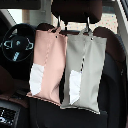 PU Leather Removable Spacious Durable Car Tissue Bags