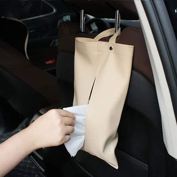 PU Leather Removable Spacious Durable Car Tissue Bags