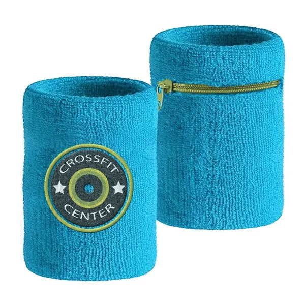 Sports Wristband w/ Zipped Pocket and Custom Embroidery