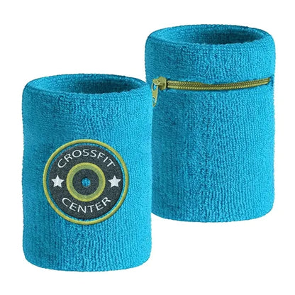 Sports Wristband w/ Zipped Pocket and Custom Embroidery