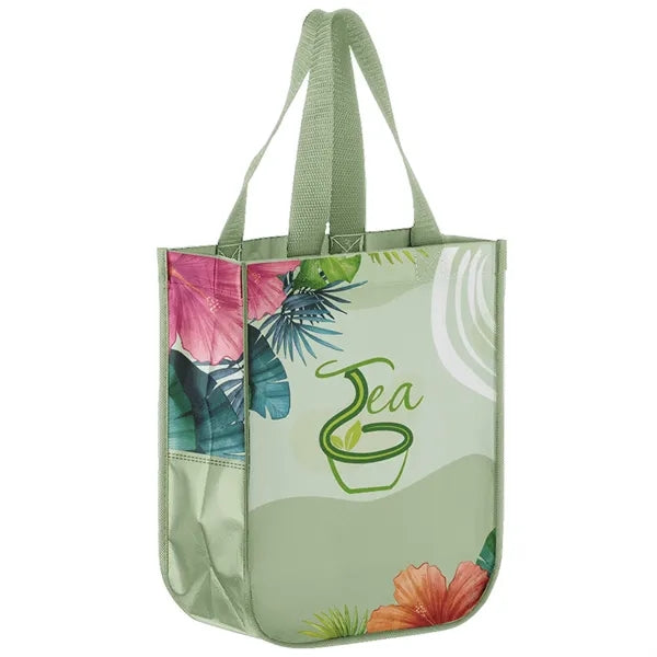 Custom Laminated Lulu Style Shopper Tote Bag - 12” x 9” x 4”