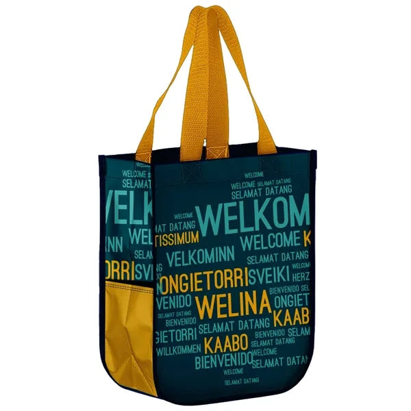 Custom Laminated Lulu Style Shopper Tote Bag - 12” x 9” x 4”