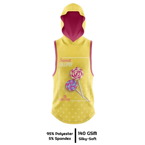 Unisex & Kids' Sublimation Sleeveless Hooded T-Shirt - 160G