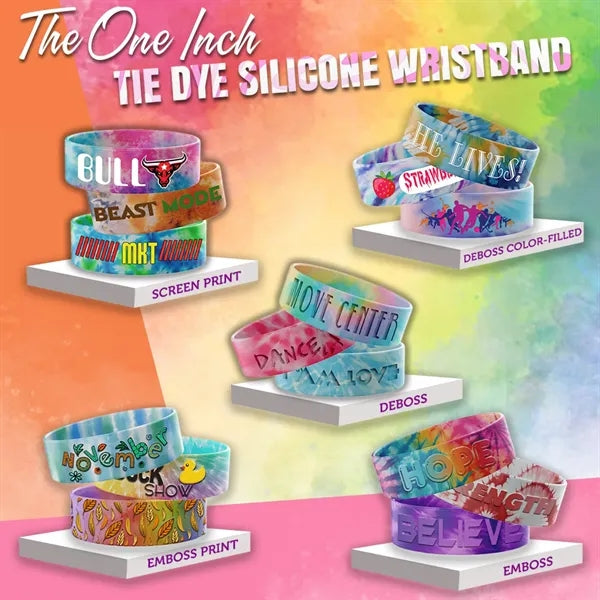 Tie Dye Silicone Wristband - 1" band