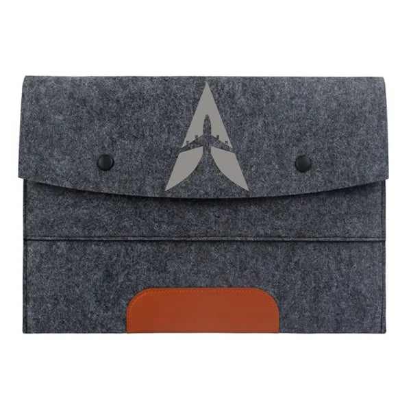 Felt Laptop Sleeve with PU Accent and 2-Button Closure