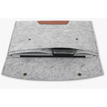 Felt Laptop Sleeve with PU Accent and 2-Button Closure