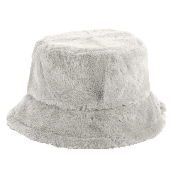 Solid Color Faux Fur Bucket Hat with Custom Logo