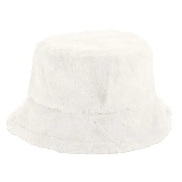 Solid Color Faux Fur Bucket Hat with Custom Logo