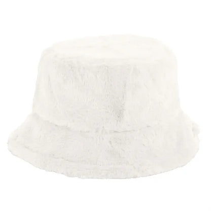 Solid Color Faux Fur Bucket Hat with Custom Logo