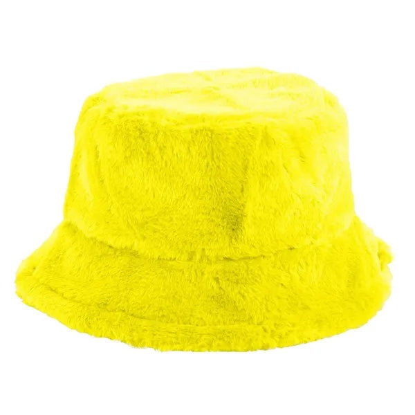 Solid Color Faux Fur Bucket Hat with Custom Logo
