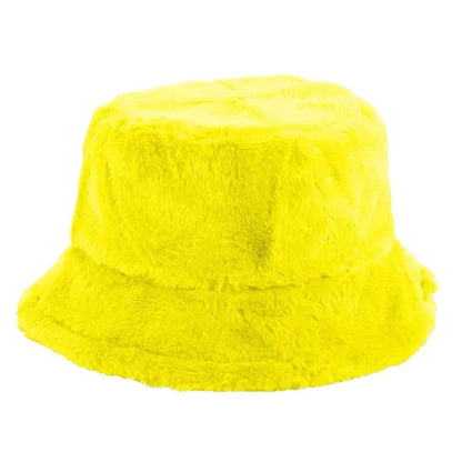 Solid Color Faux Fur Bucket Hat with Custom Logo