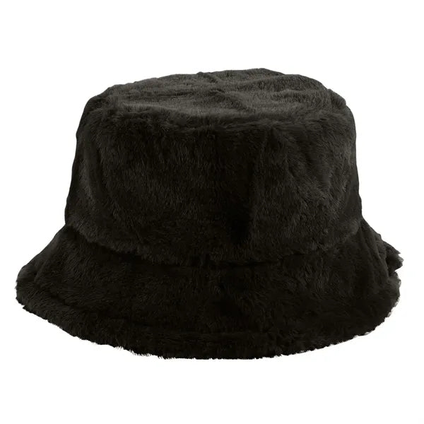 Solid Color Faux Fur Bucket Hat with Custom Logo