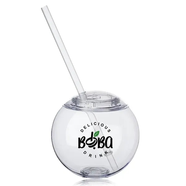 Moran 15 oz. Plastic Cocktail Ball with Straw
