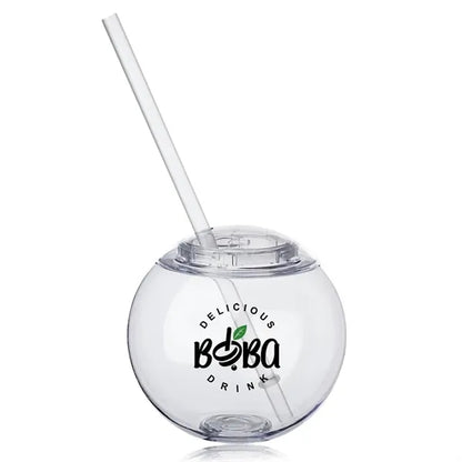 Moran 15 oz. Plastic Cocktail Ball with Straw