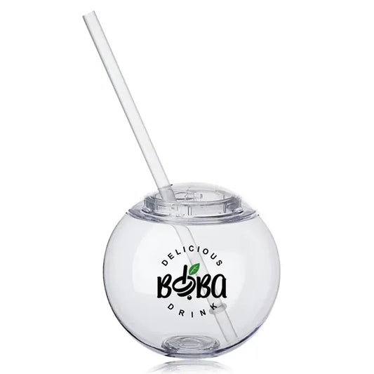 Moran 15 oz. Plastic Cocktail Ball with Straw