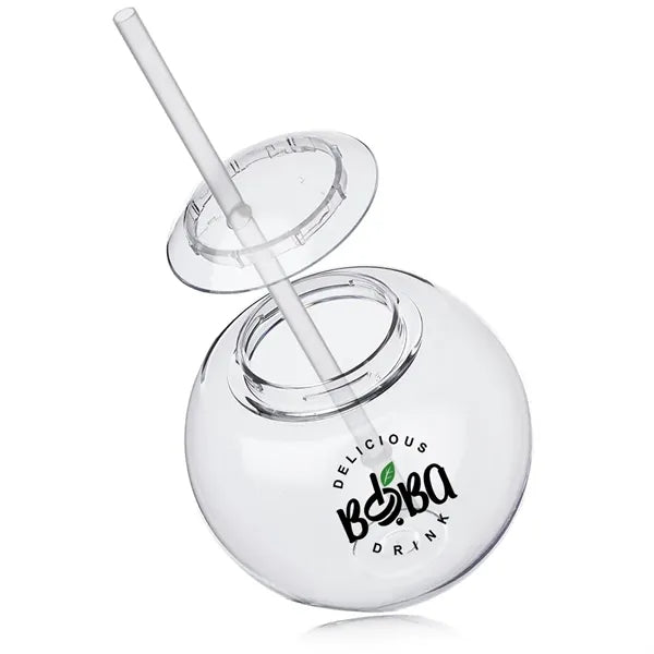 Moran 15 oz. Plastic Cocktail Ball with Straw