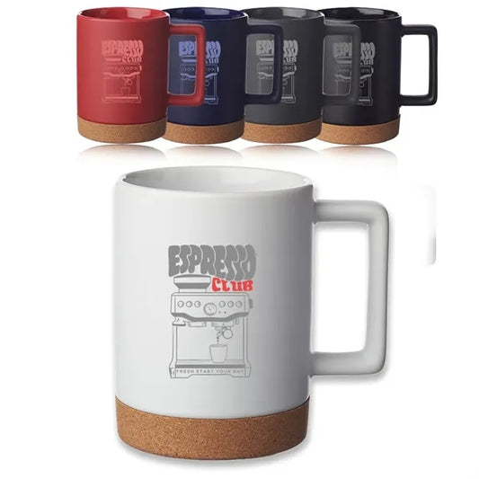 Caldwell 15 oz. Cork Base Ceramic Mugs