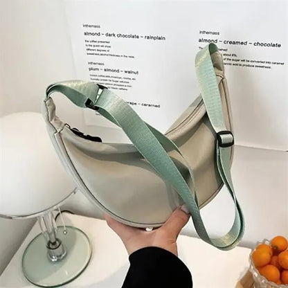 Lightweight Nylon Canvas Crescent Crossbody Bag